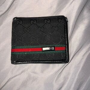 Black Wallet with Red and Green Stripe